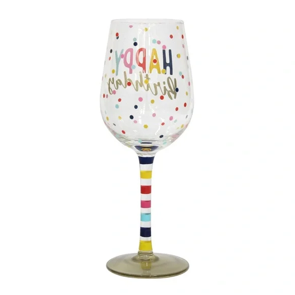 Happy Birthday Colorful Wine Glass - Picture 2 of 4